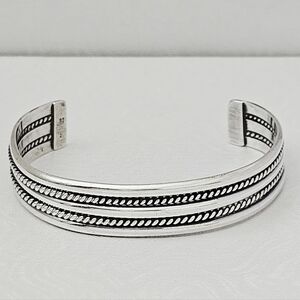Vintage Tahe Sterling Silver Navajo Double Twisted Rope Cuff Bracelet 25g